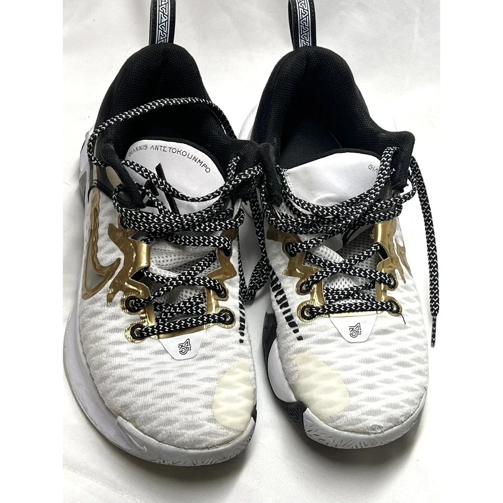 Nike Giannis Immortality Men's Basketball Sneakers White Gold Black Mesh Low Top